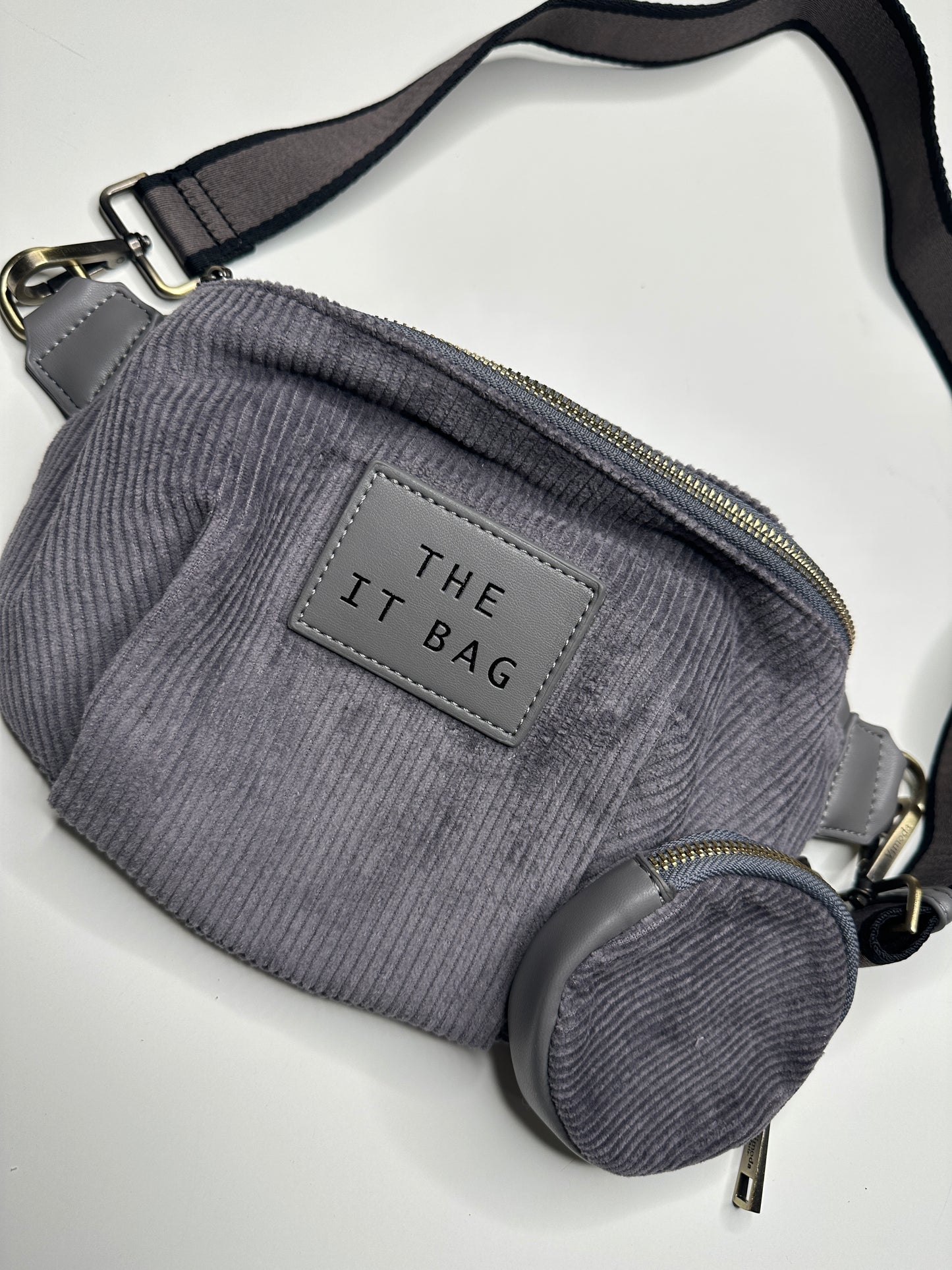 Sac Banane Velours Gris